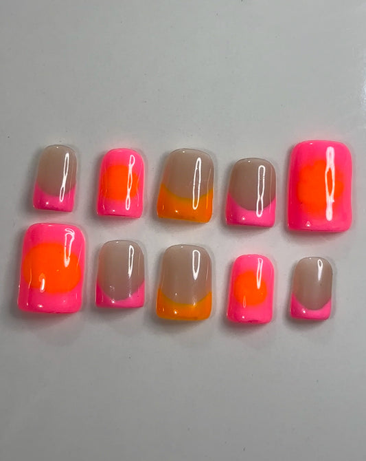 Neon Sunset ~ Press on Nails
